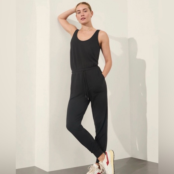 Athleta Pants - Athleta Black Sleeveless Drawstring Waist Jumpsuit NWT